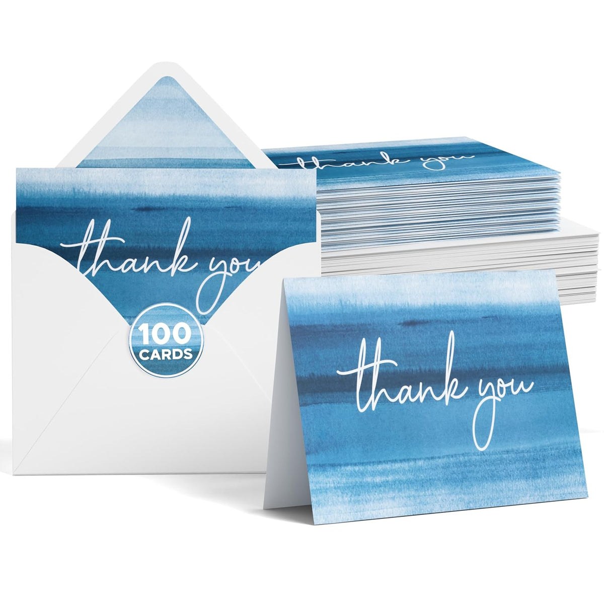 Thank You Cards With Envelopes Bulk Set & Stickers - 100 Pack 4X6 Blank Thank You Notes Bulk Box Set - Large Note Card Small Business, Wedding, Baby Shower & Bridal Shower - Ombré