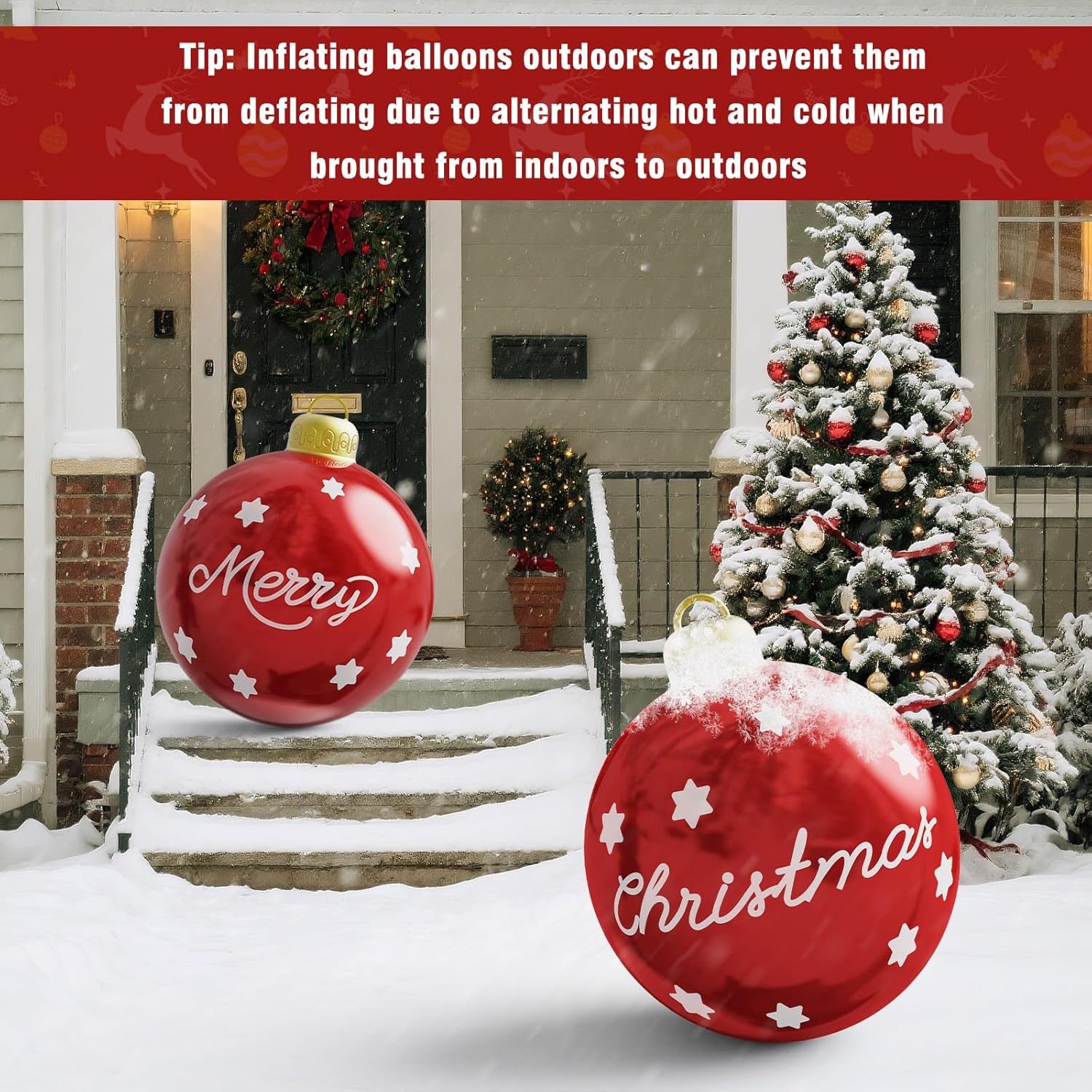 24In Christmas Inflatables Outdoor Christmas Decorations, 2 Pcs Large Christmas Ornaments Hangable Pvc Inflatable Christ