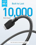 2 Pack USB A to USB C Cable 6FT Fast Charging Charger Cord for iPhone 17 Samsung Galaxy LG Black