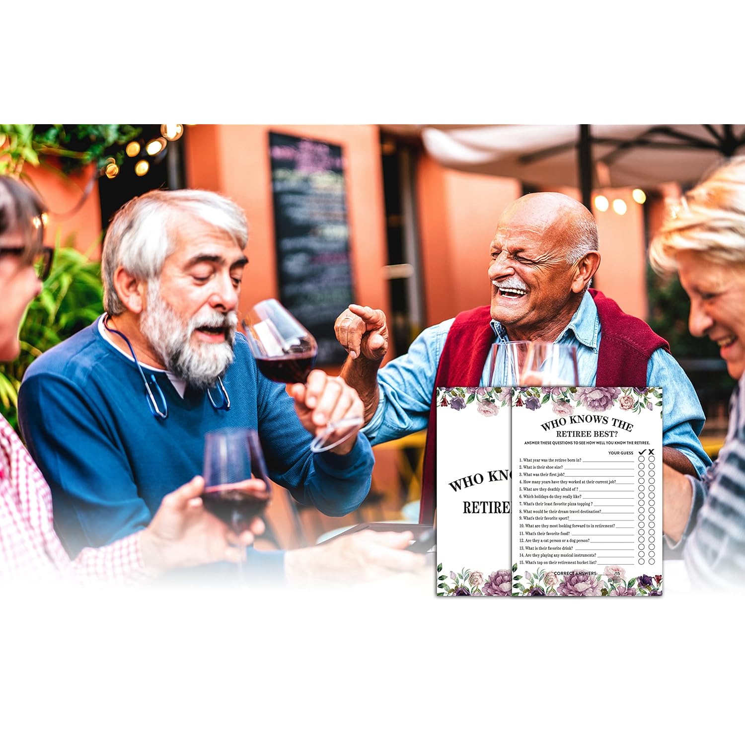 Retirement Party Games, Who Knows The Retiree Best Co-Worker Retirement Party Game Card, Purple Floral Retirement Party Ideas Activities Supplies Decorations(30 Game Cards) - B01