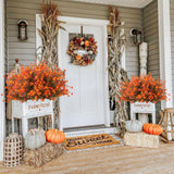 12 Bundles Artificial Fall Flowers No Fade Faux Autumn Plants, Fake Indoor Outdoor Greenery Decorations For Thanksgiving Christmas Wedding Party Home Garden Fireplace Décor (Fall Red)
