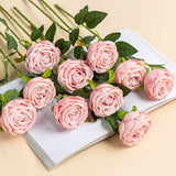 10 Pcs Fake Roses,Artificial Silk Rose Flowers With Long Stems,Realistic Faux Roses For Vase Home Wedding Table Centerpieces Baby Shower Decor (Blush)