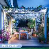 2 Pack Solar Fairy String Lights 33FT 100 LED White Outdoor Waterproof Solar Lights with 8 Lighting Modes for Garden Tree Patio Yard Wedding Holiday Decor