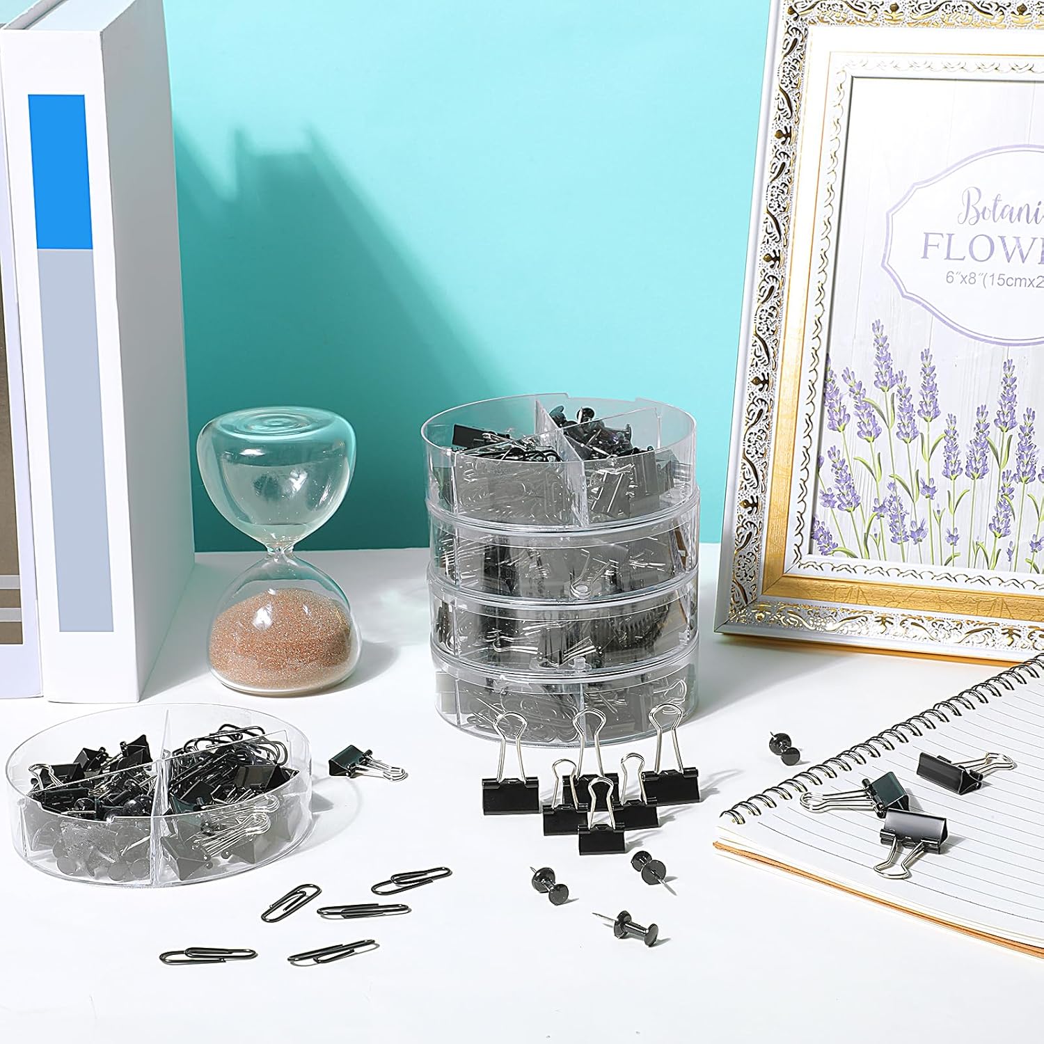 Operation Christmas 1560 Pcs Paper Clips And Binder Clips Assorted Sizes Large Medium Small Binder Clip, Paperclips For Operation Christmas Items Bulk Office Supplies(Black)