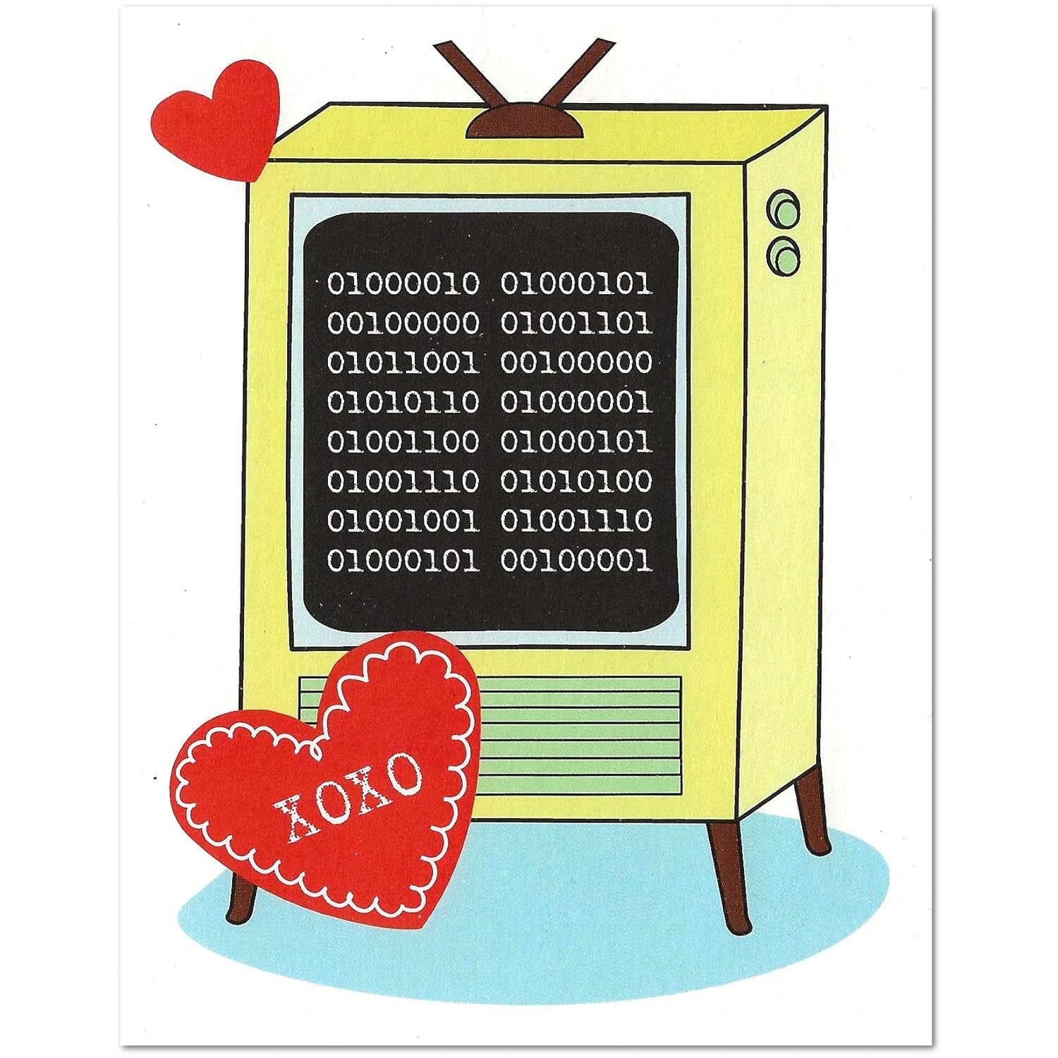 Binary Computer Valentine'S Day Card (4.25" X 5.5") By