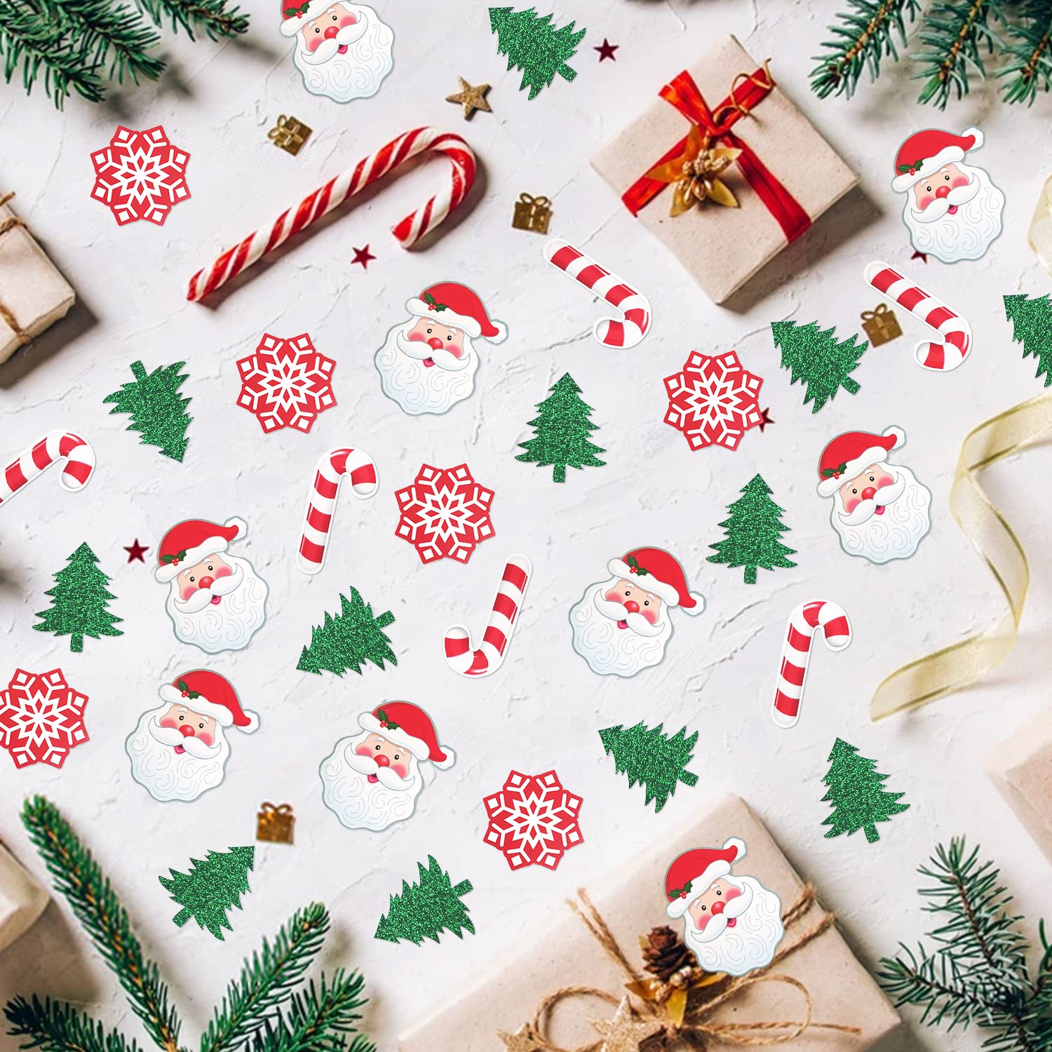 200 Pcs Glittery Christmas Tree Confetti - Table & Baby Shower Decorations For Christmas & Birthday Parties