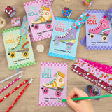 24 Packs Roller Skate Valentine'S Day Cards With Slap Bracelets, Fun Valentine’S Day Gifts For Kids Classroom Exchange & School Parties