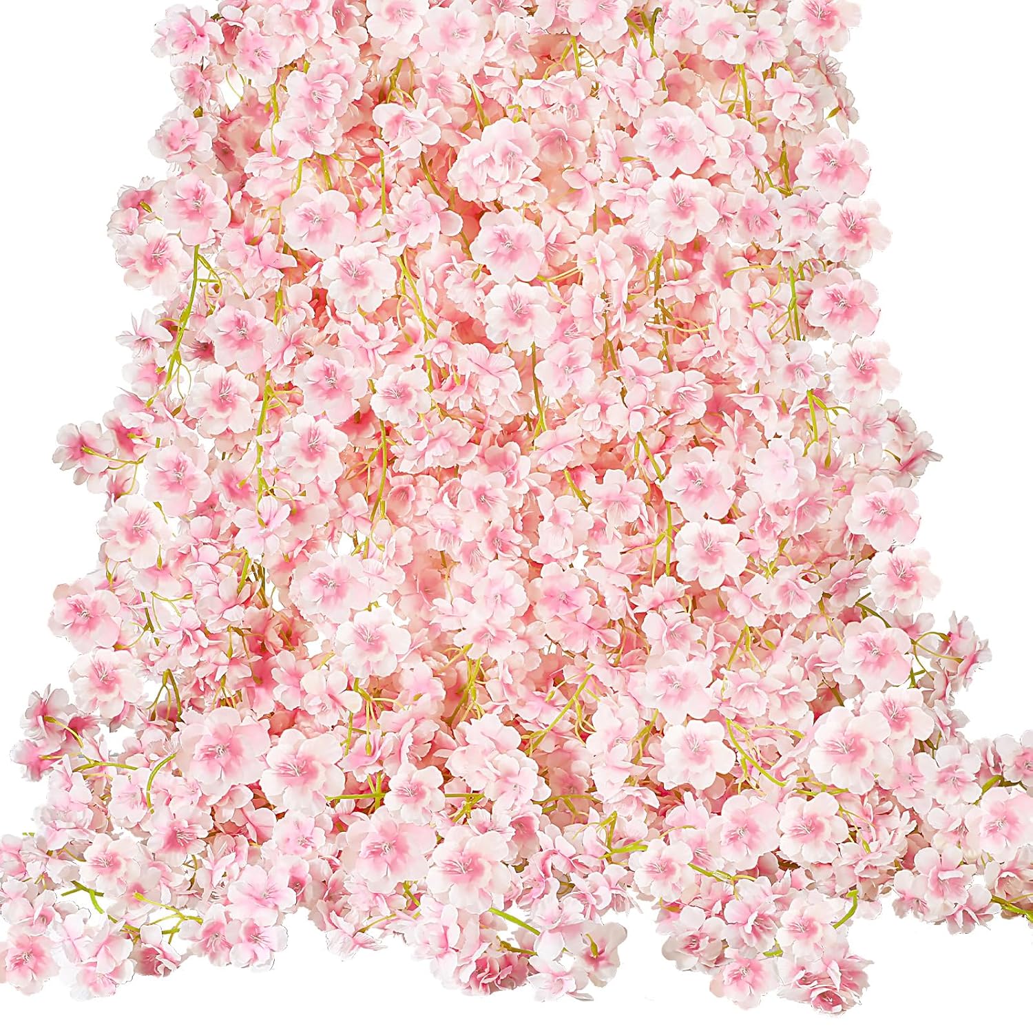 16 Pcs Artificial Cherry Blossom Flower Vines Cherry Blossom Hanging Vine Artificial Pink Flower Garland Faux Japanese Garland For Wedding Party Kawaii Decor