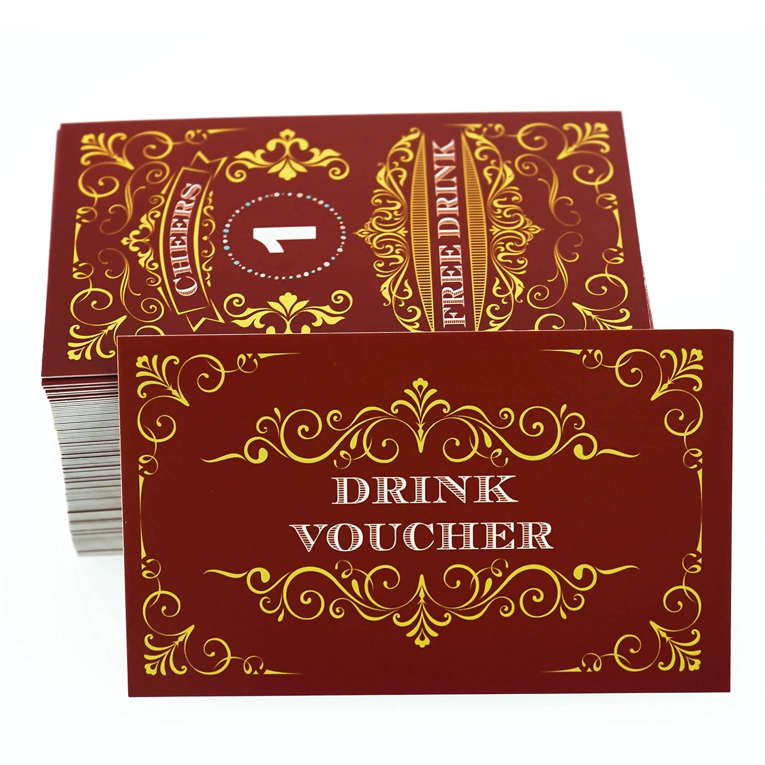 100 Free Drink Tickets Coupons For A Free Drink Wedding Christmas Work Event Party Bar Wine Red