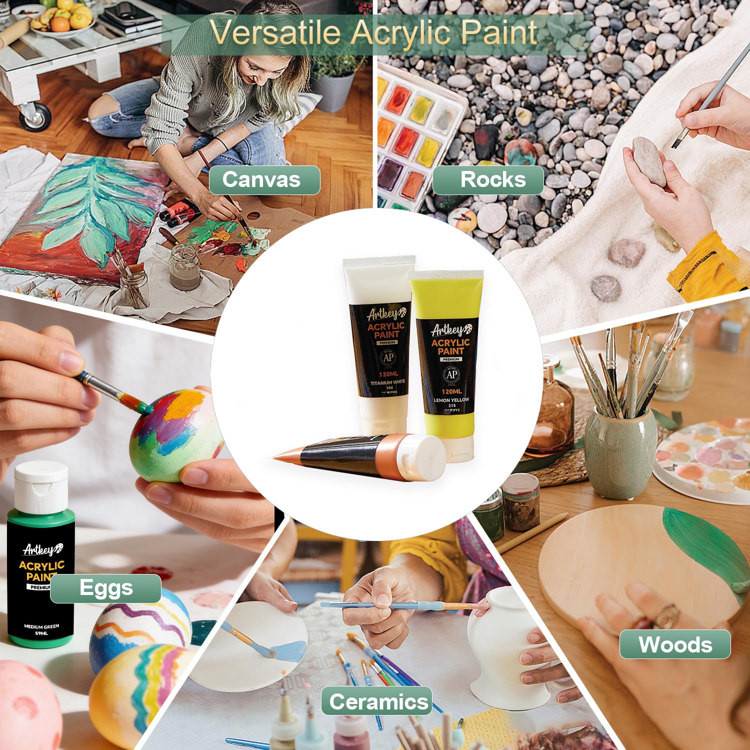 Acrylic Paint - Prussian Blue (120 Ml/4.06 Oz) Tubes, Rich & Vibrant Pigments, Professional Artists Acrylic Paints - Art Supplies For Canvas Wood Rock Clay Fabric Ceramics Art Crafts Painting