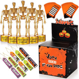 56 Pcs Halloween Party Supplies Include Halloween Contest Ballot Box, 5 Gold Trophies, 40 Voting Cards And 10 Award Prize Cards For Favor Fun Decor