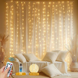 6.6FT x 6.6FT Fairy Curtain Lights Warm White USB Plug In Tangle Free 8 Modes with Remote for Bedroom Wedding Party Christmas Indoor Outdoor Decor