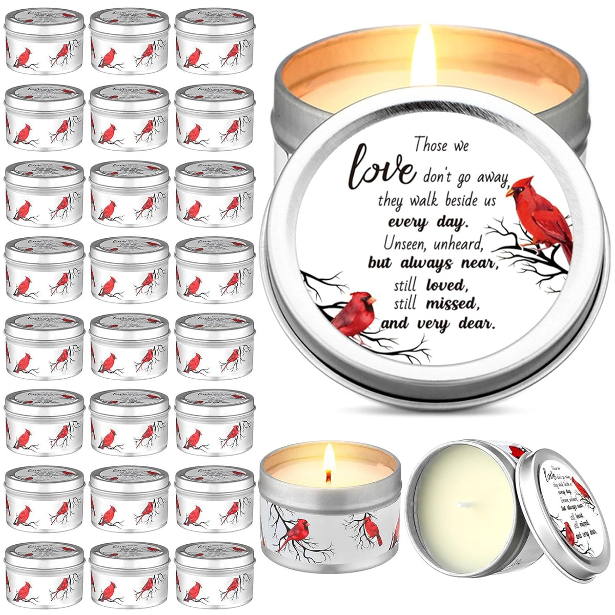 24 Pcs Funeral Memorial Candles Funeral Favors For Guests Celebration Of Life Supplies Lavender Scented Soy Tealight Sympathy Gifts Memorial Service Grief Share Meeting(Cardinal)