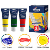 BLUEBIRD Signature Acrylic Paint Set, Primary Colors, 6-Pack 2.5 Fl Oz Each, Professional Acrylic Paints For Professionals, Adults, & Artists