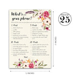 Boho Baby Shower Game What'S On Your Phone Game — Pack Of 25 — Girl Bohemian Pink Floral Baby Shower Activity, Co-Ed Couples Shower, Flowers Feather Phone Games G400-Phn