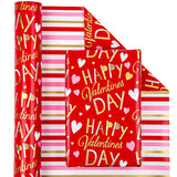 Reversible Valentine'S Day Wrapping Paper - Mini Roll - 17 Inch X 33 Feet - Red And Pink Sweet Heart Design For Valentine'S Day, Wedding, Anniversy, Birthday