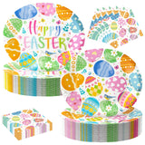 100Pcs Easter Oval Paper Plates and Napkins Set, 10" x 12" Large Disposable Party Plates and 6.5'' Napkins for Easter Party Supplies