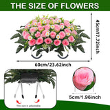 Artificial Cemetery Flower Saddle – Artificial Rose Memorial Flowers, Flower Saddles For Graves– For Headstone Decorations On Memorial Day, Christmas, Valentine’S Day ? (Pink)