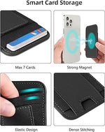 Upgraded MagSafe Wallet, Strong Magnetic Vegan Leather Card Holder - Black