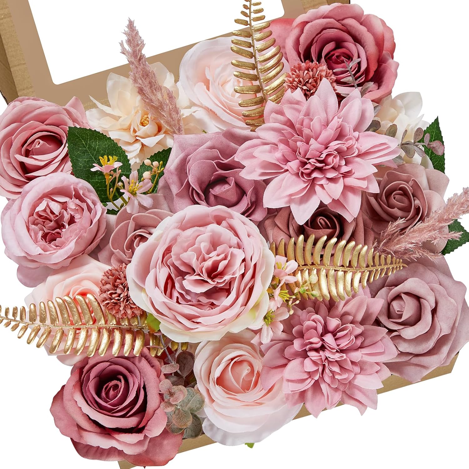 Artificial Flowers Dusty Pink Silk Fake Flowers For Diy Wedding Bouquets Cake Flowers Spring Decor Table Centerpieces Arrangements Baby Shower Decoration