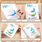 Baby Shower Games Baby'S First Abc Coloring Book 26 Curious Activity Cards Animal Alphabet A To Z Coloring Card With 24 Watercolor Pen For Baby Shower Activities (Kraft Paper)
