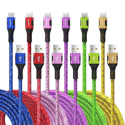 6 Pack USB A to USB C Fast Charging Cable for iPhone 17 16 15 Samsung Galaxy S25 S24 Pixel