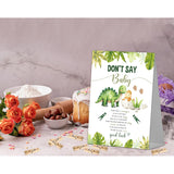 Don'T Say Baby Game Sign With 50 Mini Clothespins - Jungle Dinosaur Shower For Gender Reveal Party Decorations, Favors Supplies (Mq-1-15)