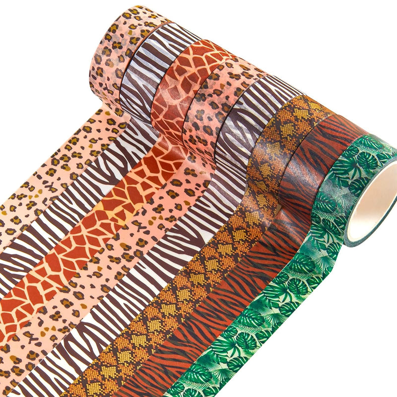 12 Rolls Wild Animal Print Washi Tape Giraffe Leopard Zebra Masking Ta