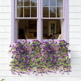 Artificial Hanging Flowers For Outdoors, 2 Pcs Fake Hanging Plant Spring Summer Decoration, Uv Resistant No Fade Faux Flower For Porch Patio Yard Window Home Decor(Double Purple)