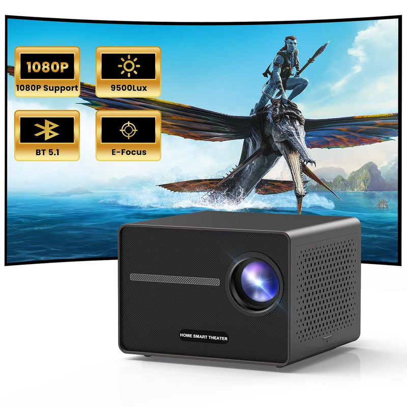 Projector, [Electric Focus] Mini Projector, 1080P Support Portable Bluetooth P