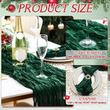 2 Pack Christmas Table Runners 12 Pcs Cheesecloth Napkins With 12 Pcs Metal Napkin Rings For Xmas Party Decorations 10Ft Green Cheese Cloth Table Runners Set(Wreath)