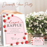Berry Baby Shower Diaper Raffle Game Kit, Strawberry & Pink Arch - 1 Standing Sign & 50 Tickets, Decorations For Shower, Reveal, Announcement, Party Favors & Supplies - A12