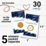 Blue Watercolor Bridal Shower Games - 30 Pack - Scratch Off Raffle Cards - Fun Wedding Shower Game & Engagement Party Ideas - Modern Gold Floral Theme
