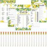 220 Pcs Lemon Bridal Shower Games Set Wedding Shower Game Supplies Include Bridal Games Cards And Pencils For Bachelorette Engagement Party Decorations Favors