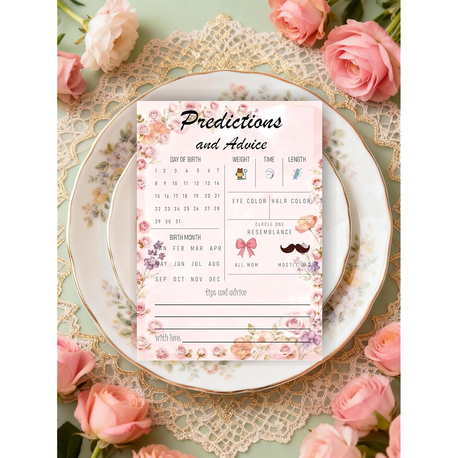 30Pcs Spring Wildflower Baby Shower Games, Floral Predictions And Advice Game, Gender Reveal Game, Baby In Bloom Baby Shower Decorations