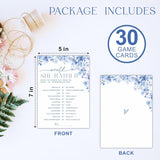 Would She Rather Bridal Shower Game - Blue Floral - 30 Pcs Double-Sided Fill-In Wedding Game Cards For Newlyweds, Engagement Party Activities & Decorations -A01