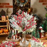 33 Pcs Christmas Snowy Artificial Cedar Picks Stems Berry Branches Set Frosted Faux Cedar Spray Christmas Cedar Red Berry Picks For Holiday Decorations Winter Season Crafts Home Wedding