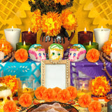 50Pcs Marigold Flowers Artificial Marigold Flowers Heads Bulk Mexican Decoration Silk Orange Marigold Garland With Stems For Day Of The Dead Halloween Diwali Party Decorations Home Decor