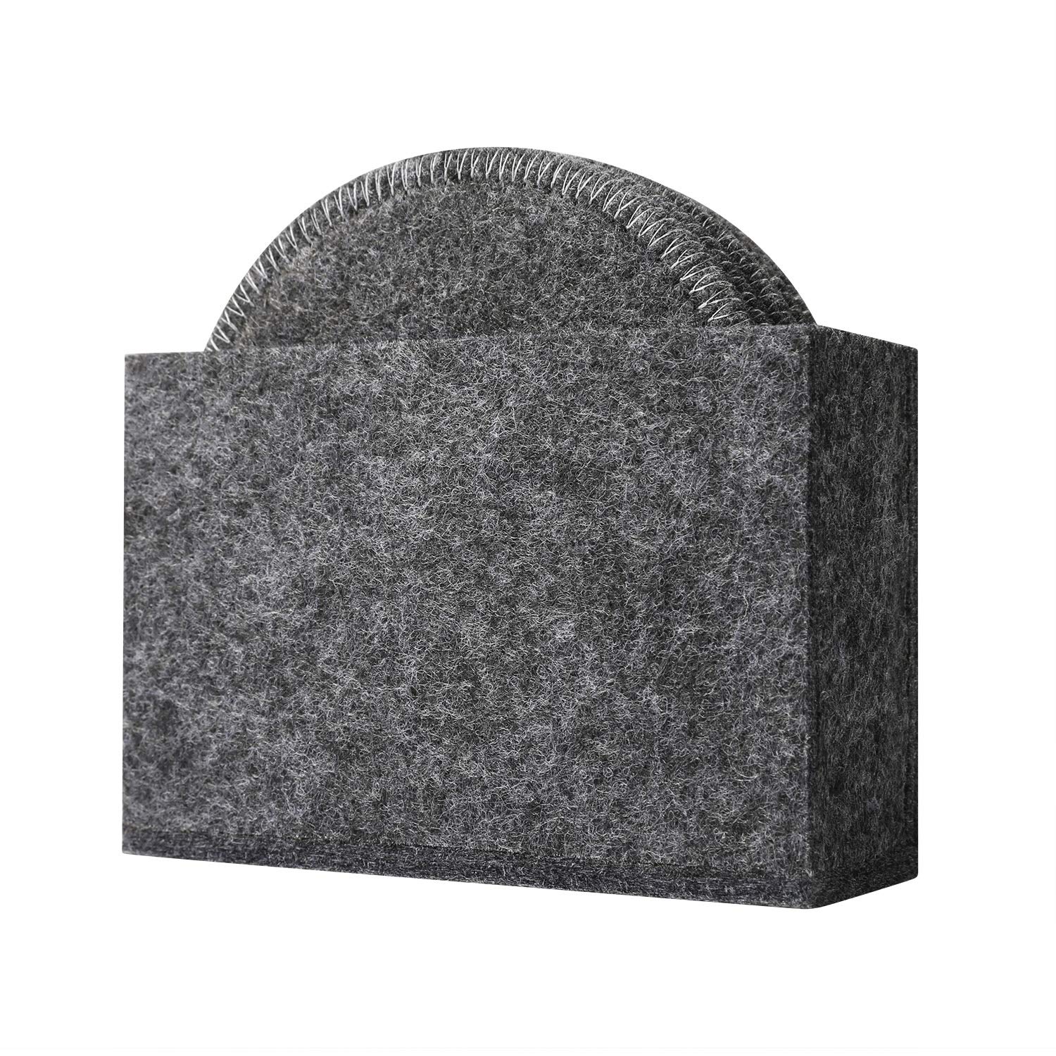 Drink Coasters Set Of 6 With Holder - Dark Gray Round Water Absorption Felt Mat, Prevent Furniture From Dirty And Scratched, Suitable For Kinds Of Mugs And Cups, 3.94 Inches Diameter