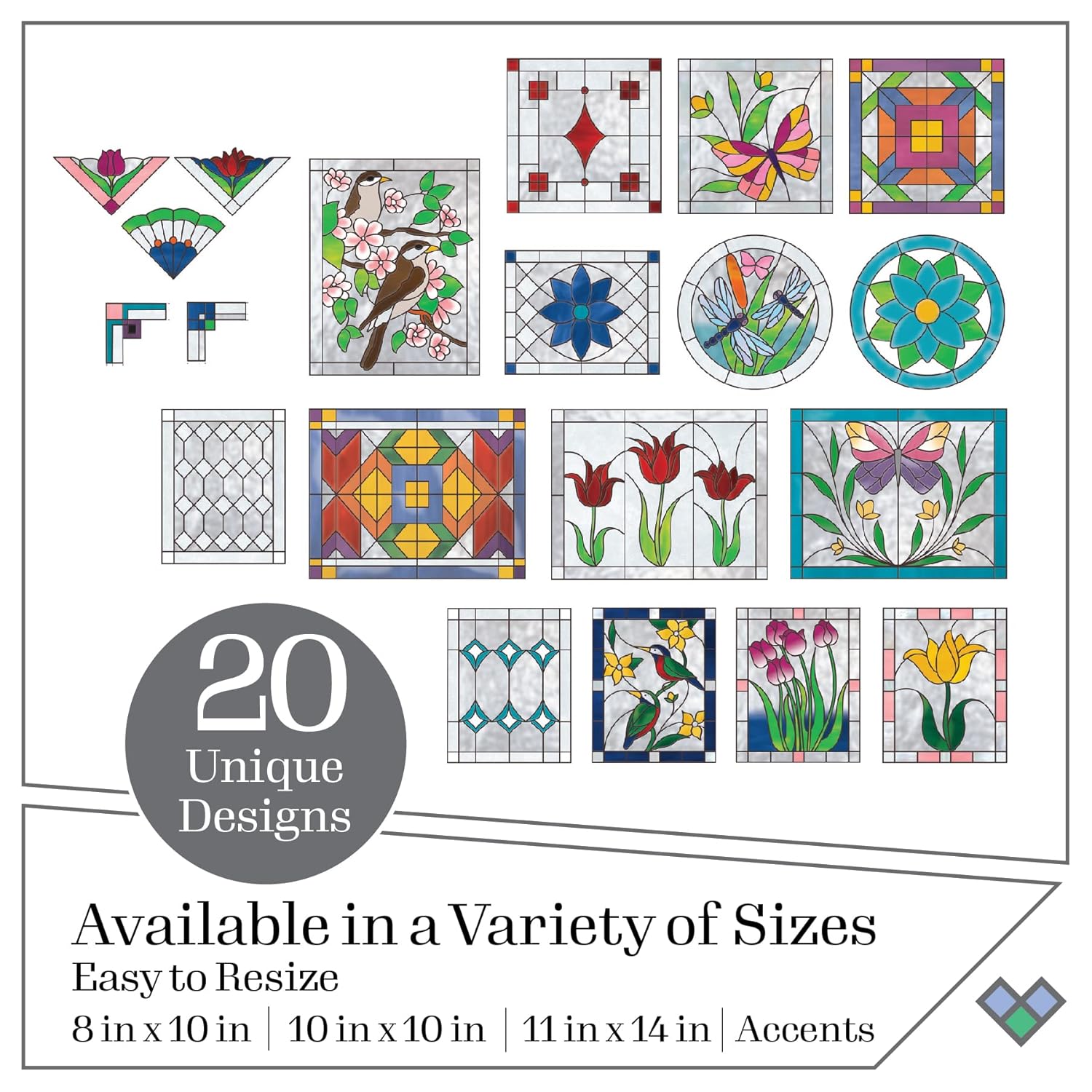 Gallery Glass PROMOGGSTR22 Stained Glass Painting Starter Kit, 10 Piece Set Including 6 Colors, 1 Bottle of Liquid Leading, 2 Plastic Surfaces and 1 Pattern Pack of 20 Molds