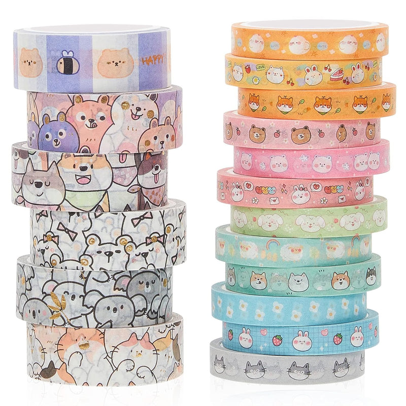 18 Rolls Cute Washi Tape Decorative Tape Set Kawaii Animal Washi Tape