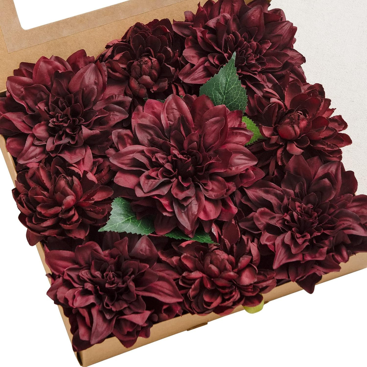 Artificial Flowers 9Pcs Silk Dahlia 5.5"/4.5" Fake Flowers For Diy Wedding Craft Bouquets Centerpieces Arrangements Party Baby Shower Home Decorations (Burgundy)