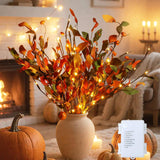 3Pcs Fall Decor Led Lighted Branches Lights With Timer With Artificial Fall Stems Pumpkins, Battery Operated, Autumn Twig Fairy Lights For Vase Living Room Bedroom Thanksgiving Party Indoor Outdoor