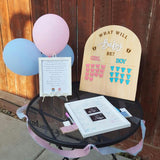 Wooden Baby Gender Reveal Guessing Board - Creative Gender Reveal Party Game Prop,Blue And Pink Guessing Board
