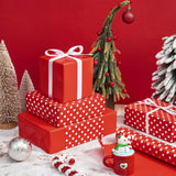 Reversible Wrapping Paper - Mini Roll - 17 Inch X 33 Feet - Red And Polka Dot Design For Birthday, Holiday, Wedding, Baby Shower