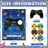 Pin The Button On The Video Game Birthday Games Set Video Game Poster With 24 Button Stickers 2 Games Controller Blindfolds For Birthday Party Wall Home Room Decorations Activities Supplies