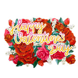 Everlasting Valentine Rose Pop Up Card, 7.5 Inches Flower 3D Greeting Card, “Happy Valentine'S Day” Message, Floral Romantic Anniversary Card For Her, Wife, Includes Envelope & Message Note