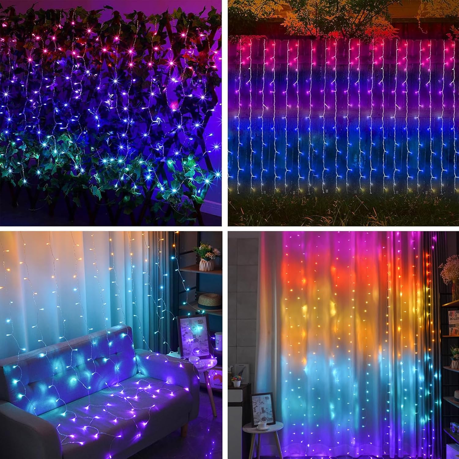 300 Led Curtain Lights, Outdoor And Indoor Christmas Fairy Lights, Waterproof Curtain String Light, 8 Flashing Modes For