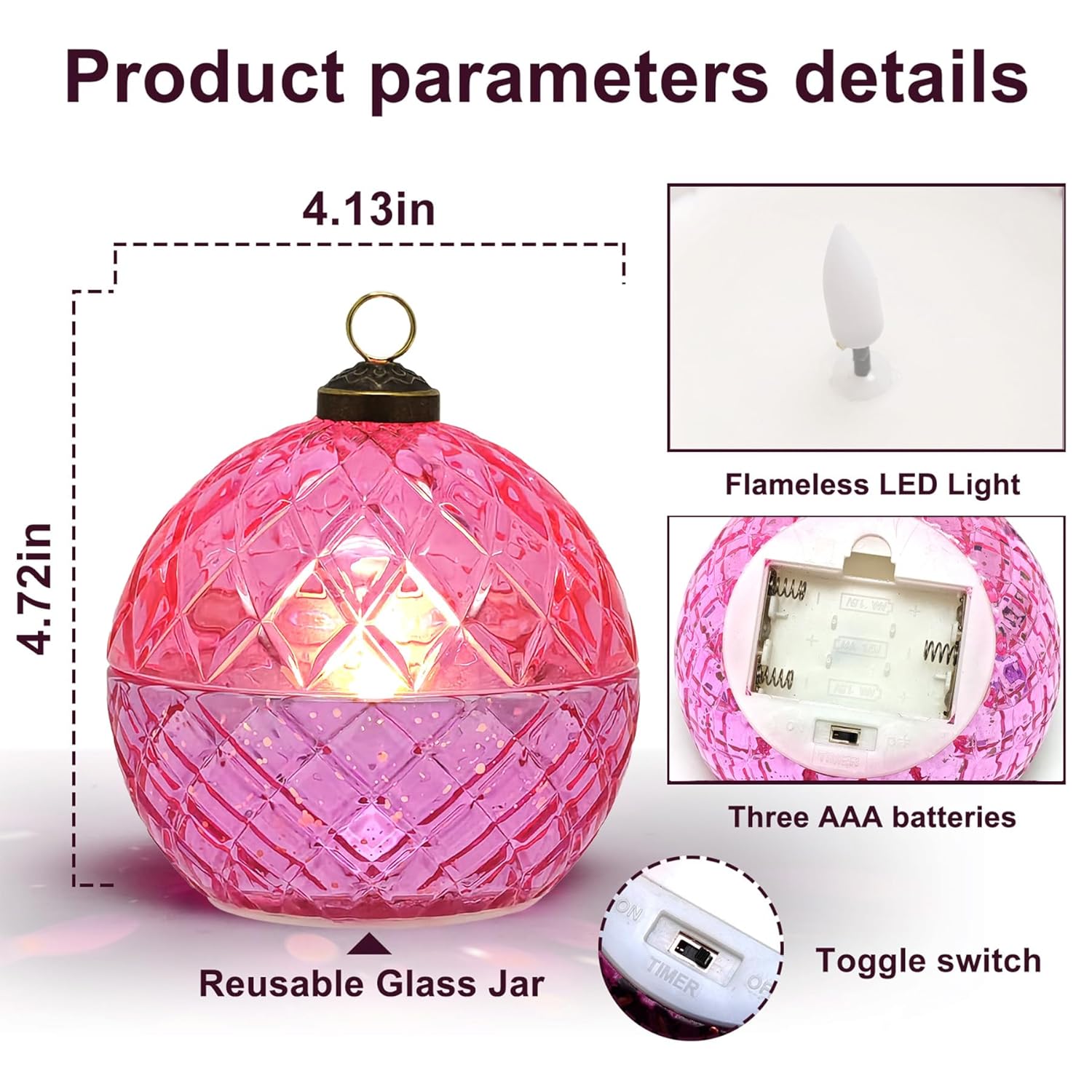 Glass Flameless Led Candles With Flickering Light, Battery Operated Jar Candles For Wedding Birthday Mothers Day Christmas Gifts For Mom Women Wife Grandma Home Decor