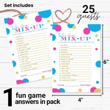 Baby Shower Games - Word Scramble For Boys Or Girls - Gender Reveal Activity Cards - Pink And Blue Theme - 25 Pack, 4X6 Size